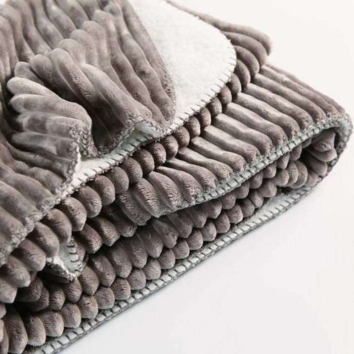 Stripe grey sherpa blanket