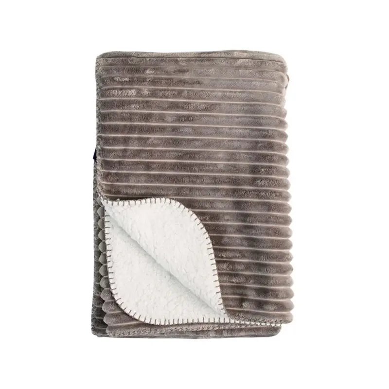 Stripe Flannel Sherpa Plush Blanket